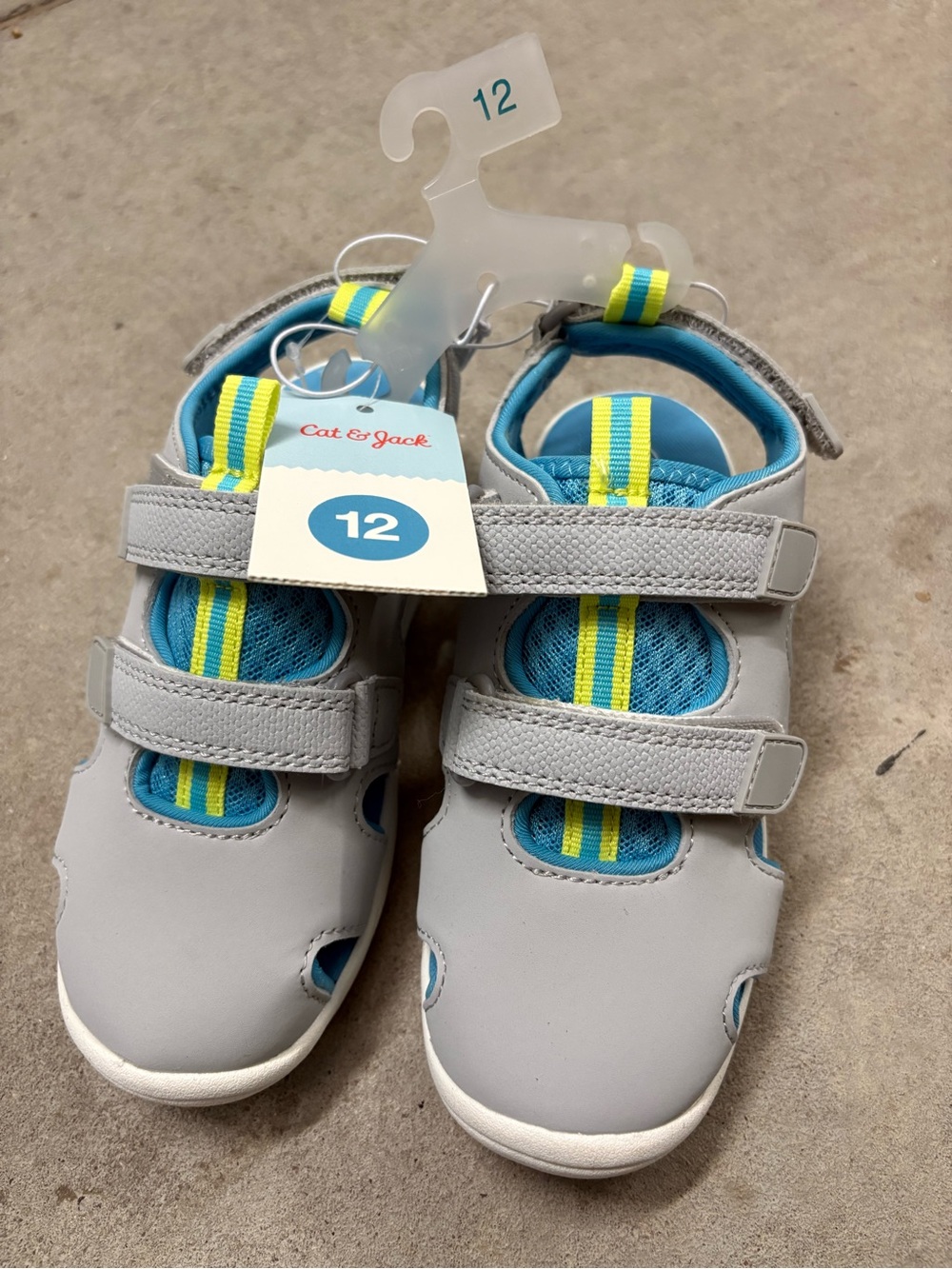 Cat & Jack Gray and Blue Kids' Sandals with Yellow Accents